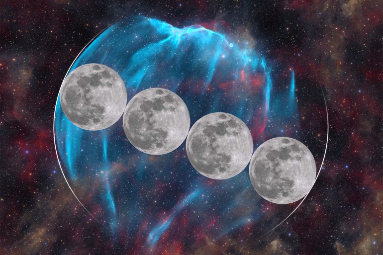 حجم "سديم الأطلس" المكتشف هائل ويعادل 4 أضعاف الحجم الظاهري للقمر. (الجزيرة).